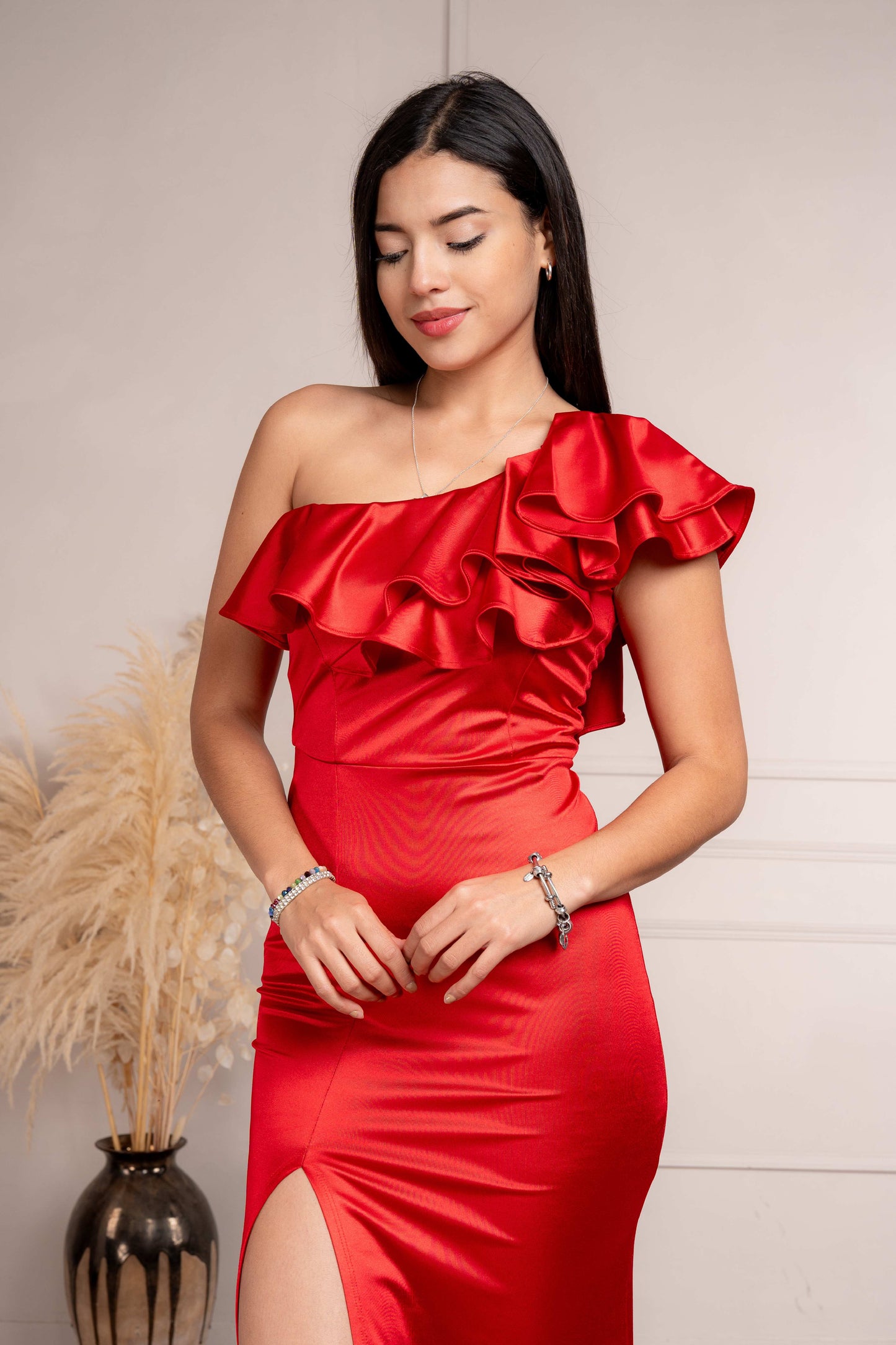 Estela Satin One Shoulder
